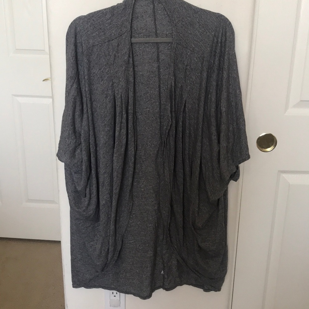 Grey cardigan, poncho sleeve